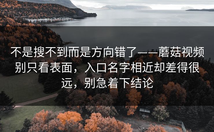 不是搜不到而是方向错了——蘑菇视频别只看表面，入口名字相近却差得很远，别急着下结论