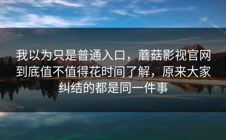 我以为只是普通入口，蘑菇影视官网到底值不值得花时间了解，原来大家纠结的都是同一件事