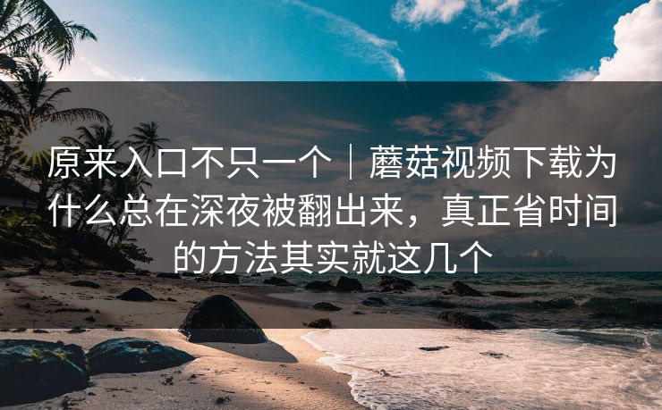 原来入口不只一个｜蘑菇视频下载为什么总在深夜被翻出来，真正省时间的方法其实就这几个