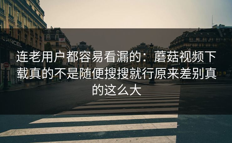 连老用户都容易看漏的：蘑菇视频下载真的不是随便搜搜就行原来差别真的这么大
